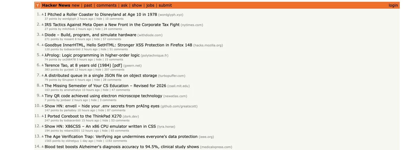 Hacker News without Sift